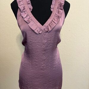 CAbi Mauve/Lavender Ruffled Sleeveless Blouse